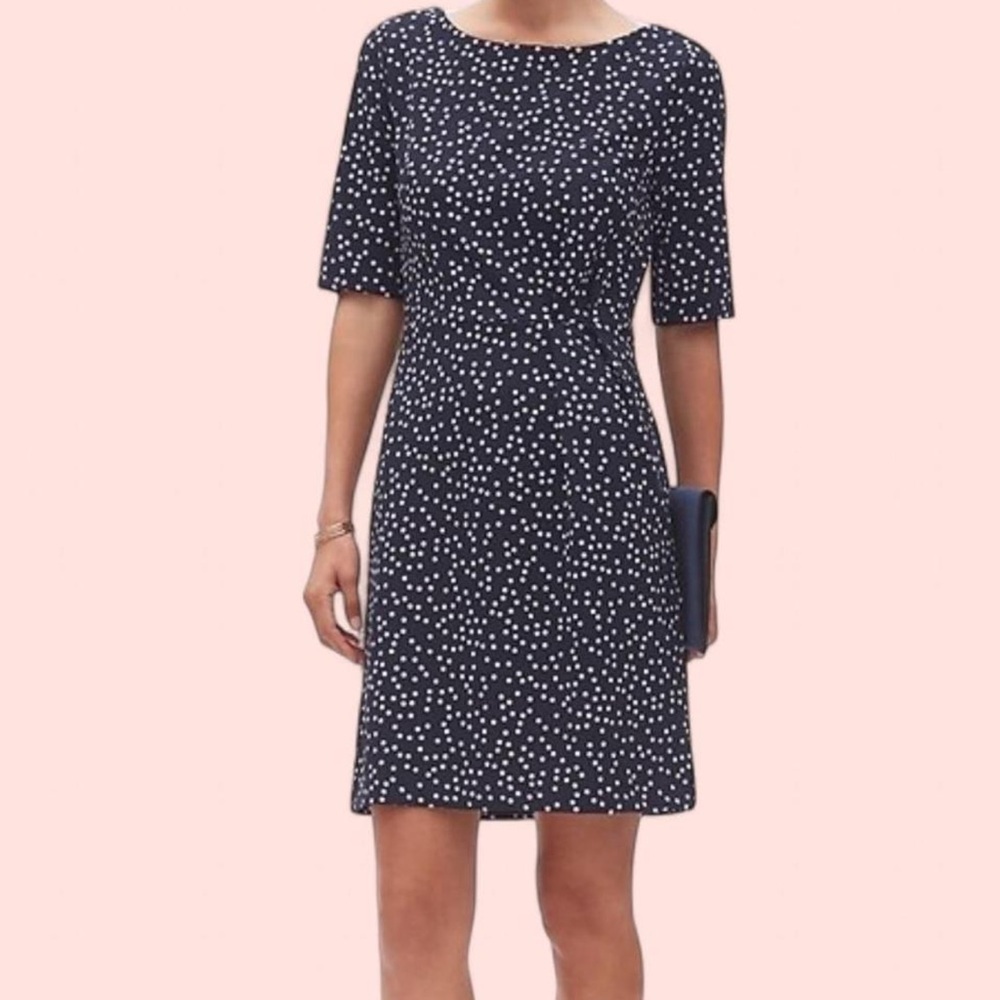 Elegant Navy and White Polka Dot Dress